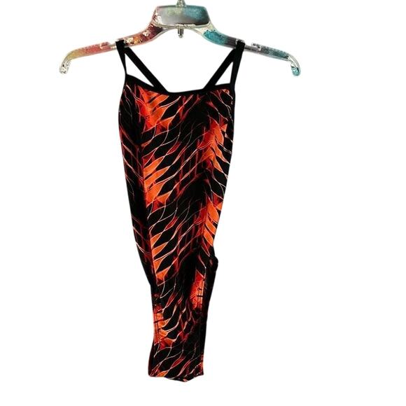 Speedo One Piece Swimsuit Style 719854 Black Orange Size 32/8 - Picture 1 of 7